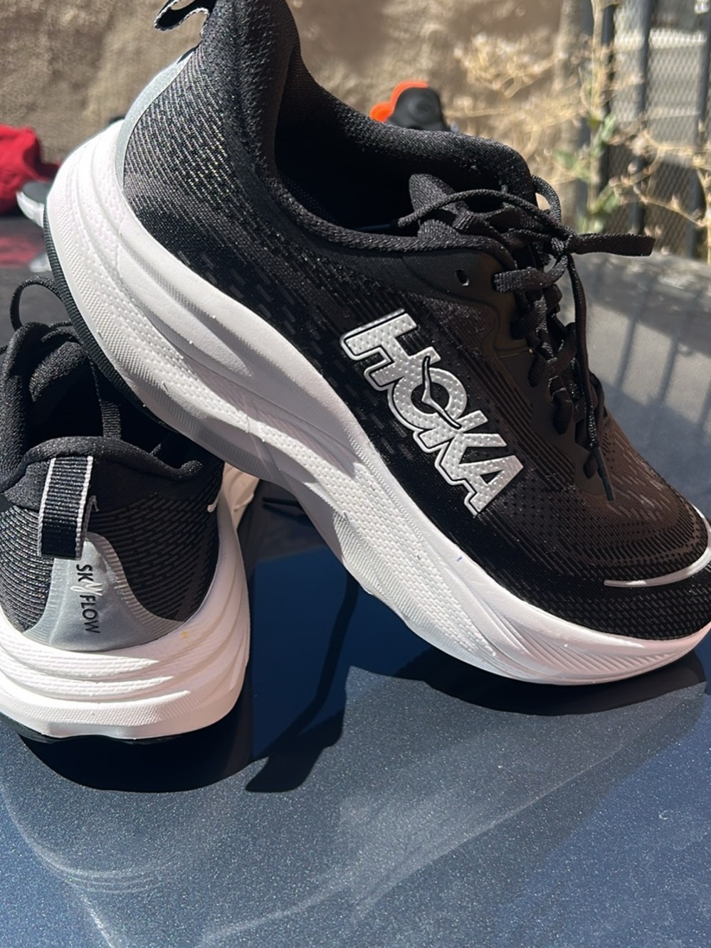 Hoka sky flowmensBlack and White Running Sneakers